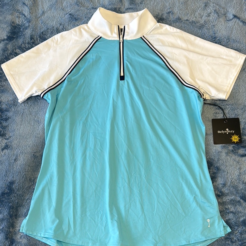 Belyn Key Blue and White Golf Polo Shirt